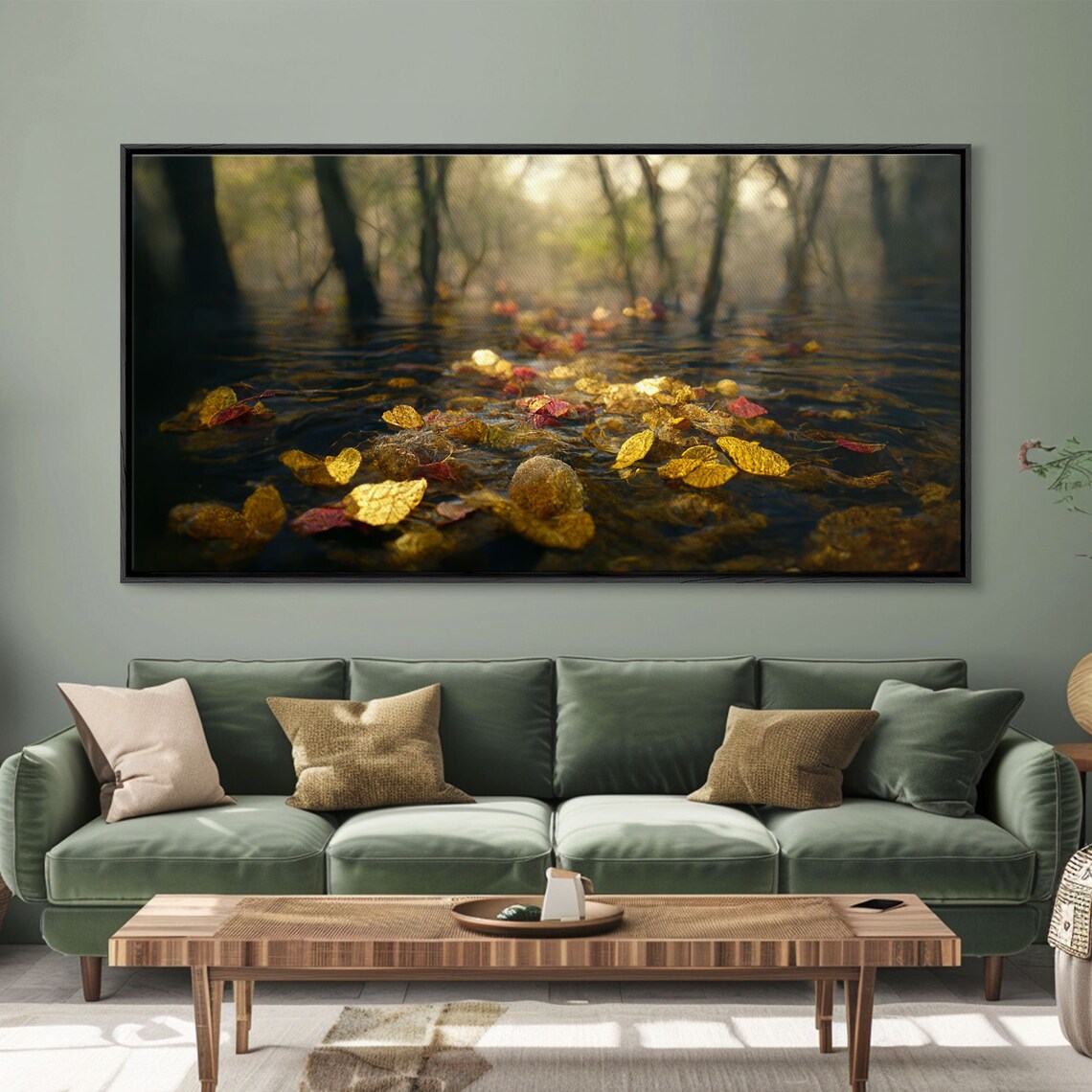 Fall Leaves Floating Down The River, Autumn Landscape Print - Image 4