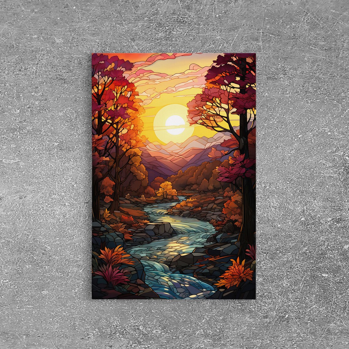 Fall Mosaic Stained Glass Style Autumn Art Print - Image 6