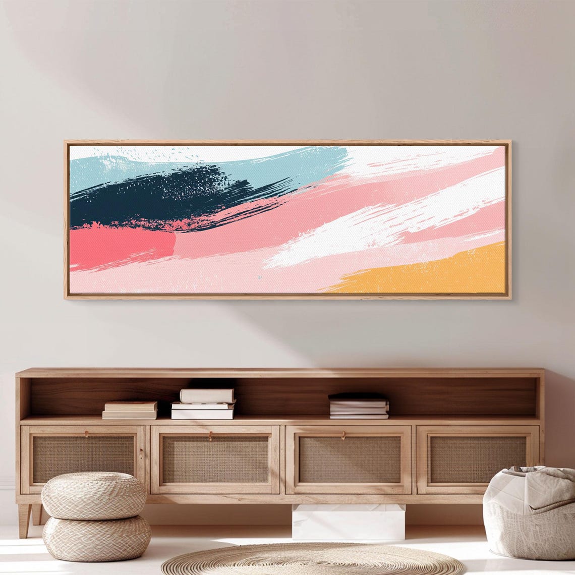 Pink Coral Teal Abstract Brushstroke Modern Colorful Wall Art Poster - Image 4