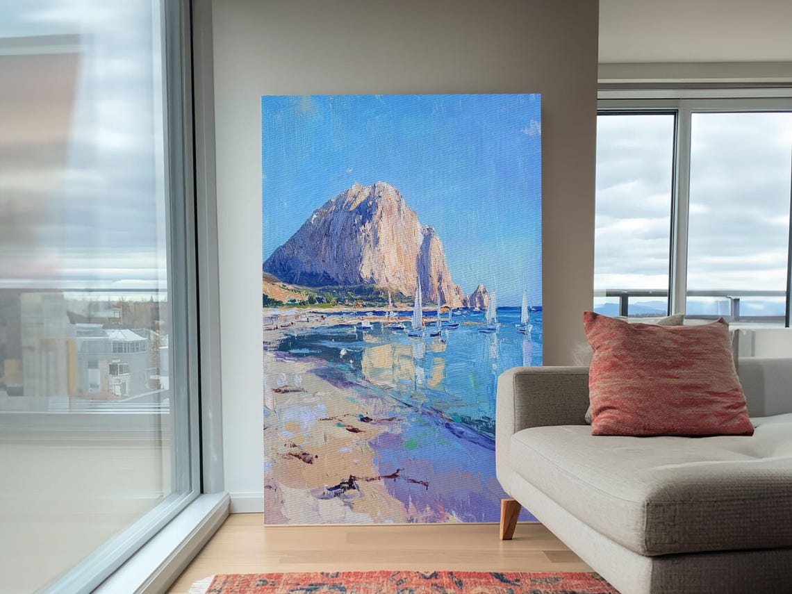 Morro Bay California Wall Art Framed Print California Decor California Painting Wall Art Oil Painting Of Morro Bay Nautical Decor - Image 6