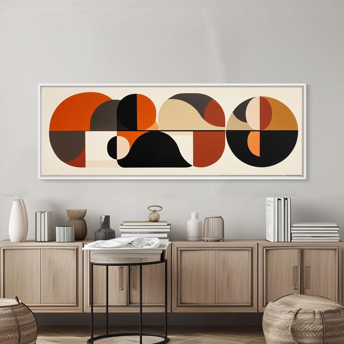 Earthy Tones Mcm Style Panoramic Print Geometric Shapes Abstract Wall Art Extra Wide Oversized Art - Image 5