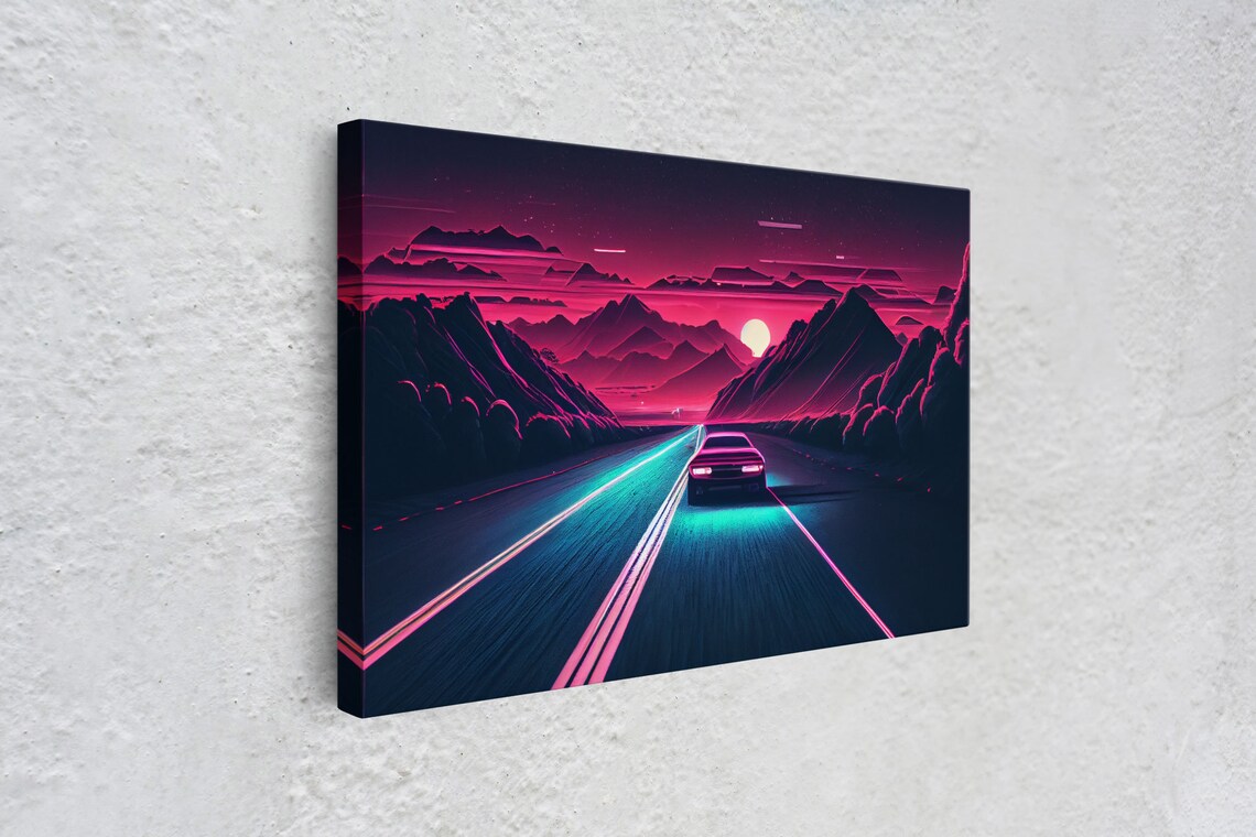 Midnight Drive Synthwave Retro 80s Poster Print - Image 4