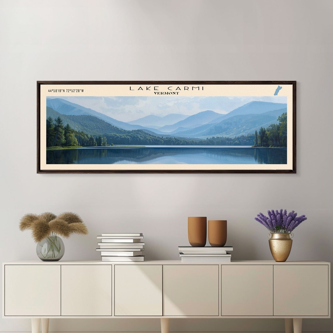 Lake Carmi Vermont Layered Blue Mountain Lake View Travel Poster - Image 5