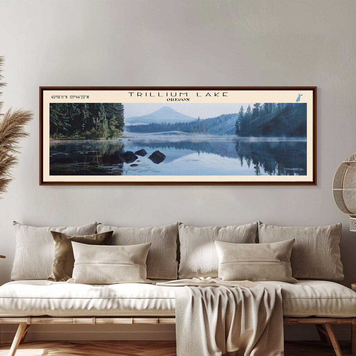 Trillium Lake Oregon Travel Poster, Lake House Decor - Image 3