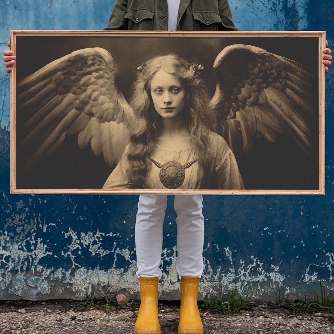 Tintype Photo Of An Angel Angel Art Angel Painting Framed Print Guardian Angel Angel Art Print Angel Wings Religious Art - Image 6