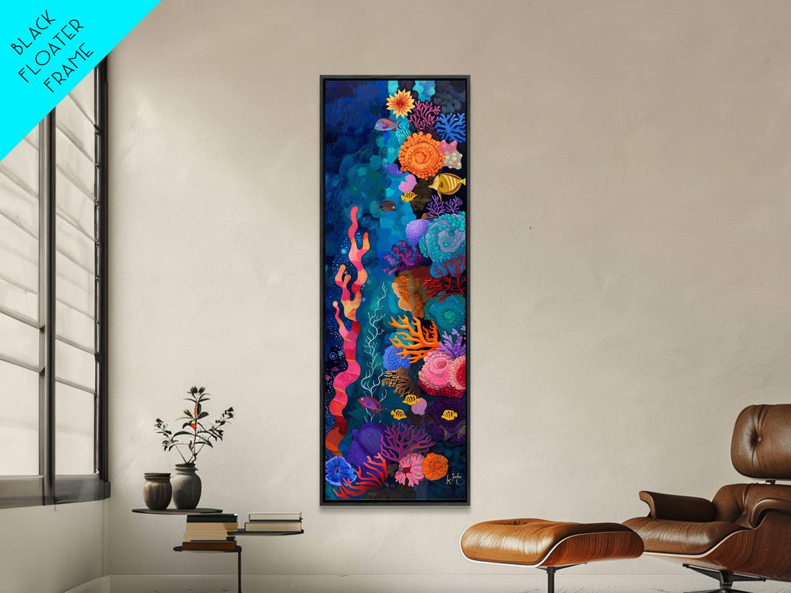 Deep Ocean Coral Fish Midnight Underwater Scene Vibrant Art Poster - Image 5