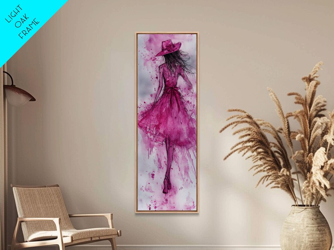 Pink Dress Fashion Illustration Watercolor Feminine Chic Wall Poster - Image 3