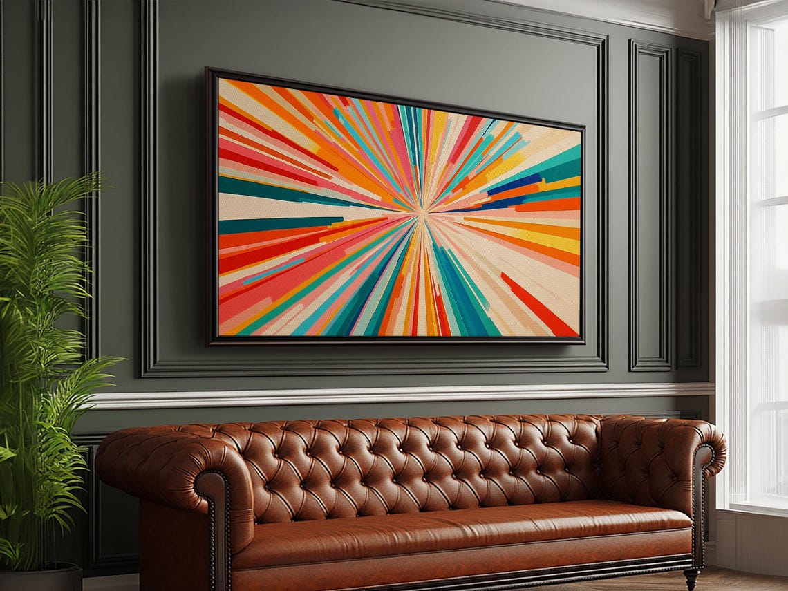 Colorful Starburst Sun Rays Exploding Rainbow Abstract Print - Image 4