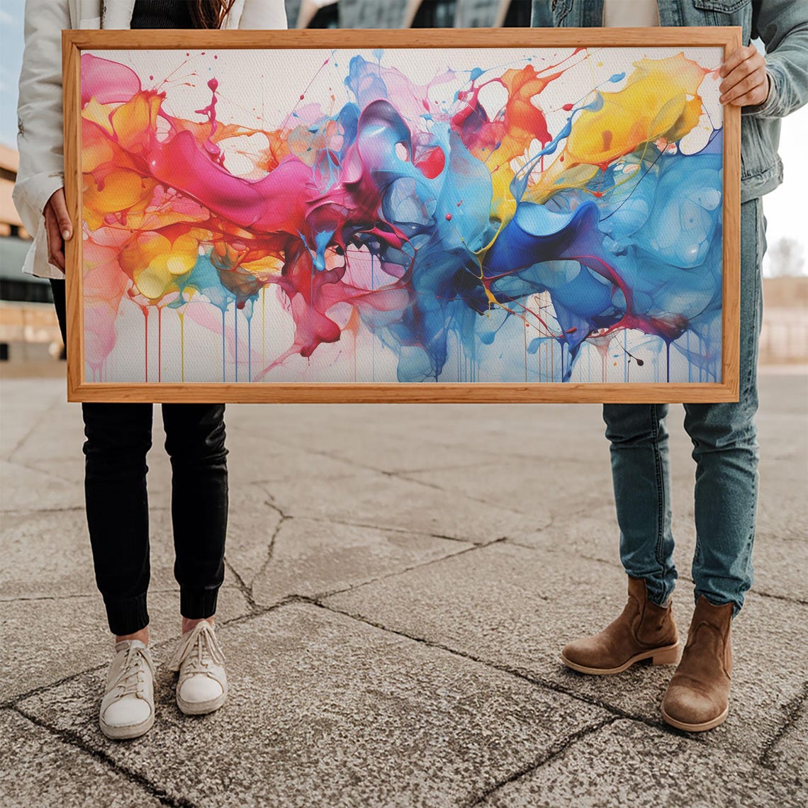 Alcohol Ink Color Explosion Vibrant Pink Blue Modern Art Poster - Image 5