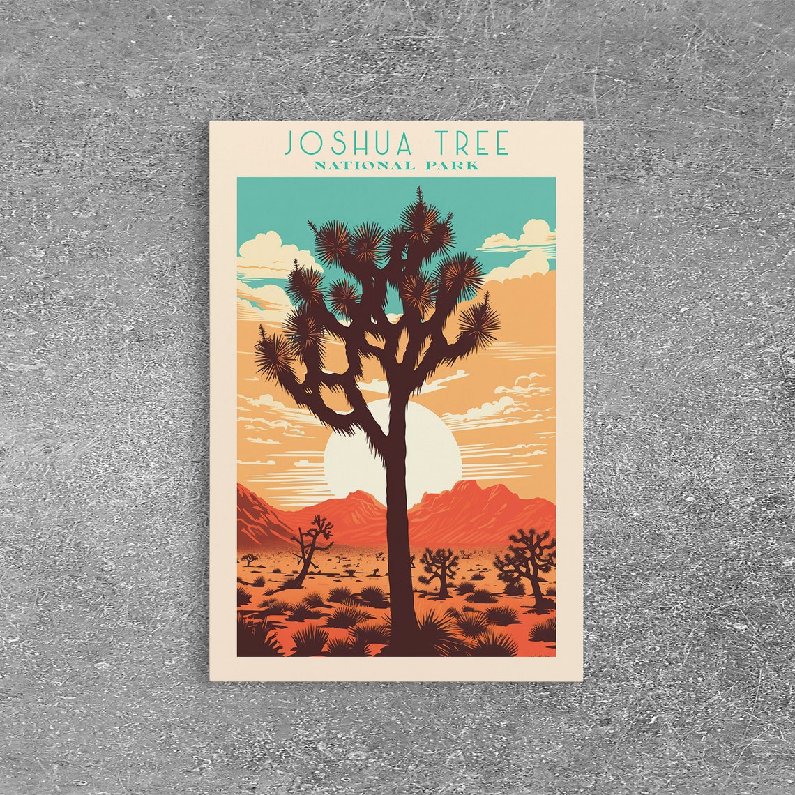Joshua Tree National Park Desert Sunset Silhouette Retro Travel Poster - Image 6