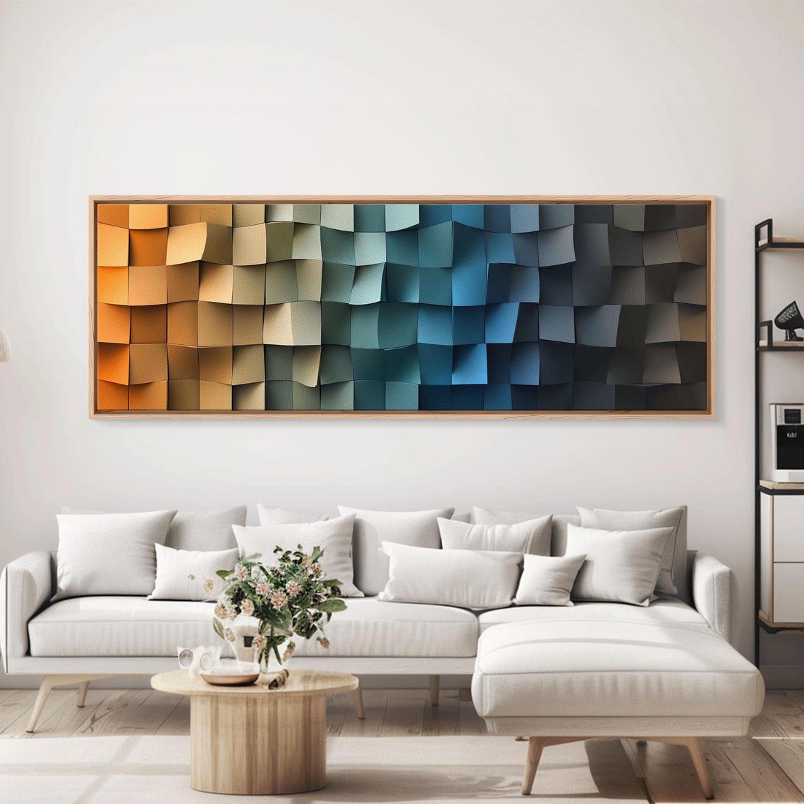 Beach Dreams 3D Geometric Gradient Sunset Ocean Waves Art Poster - Image 2
