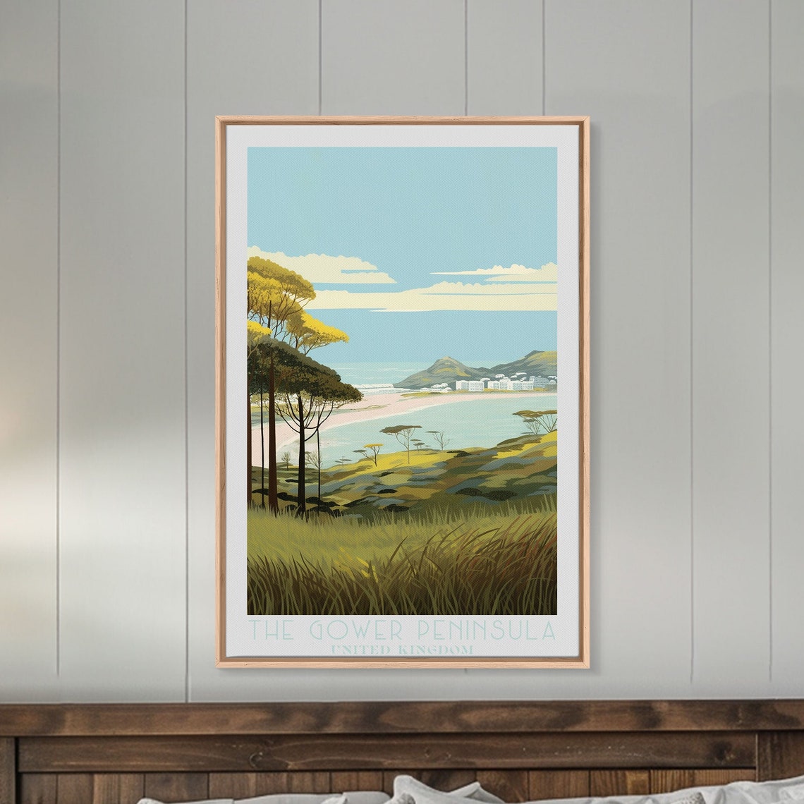 Gower Peninsula Wales UK Coastal Cliffs Beach Pine Trees Travel Poster - Image 6