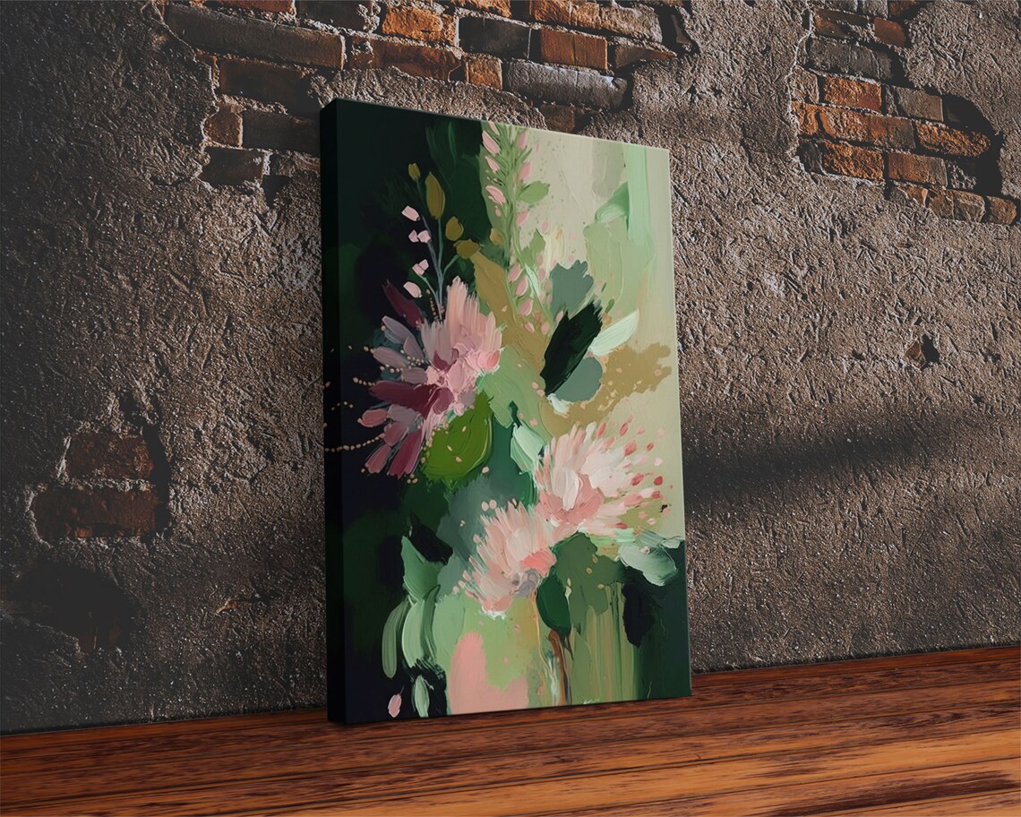 Abstract Flowers Oil Painting Print, Boho Floral Art - Image 2