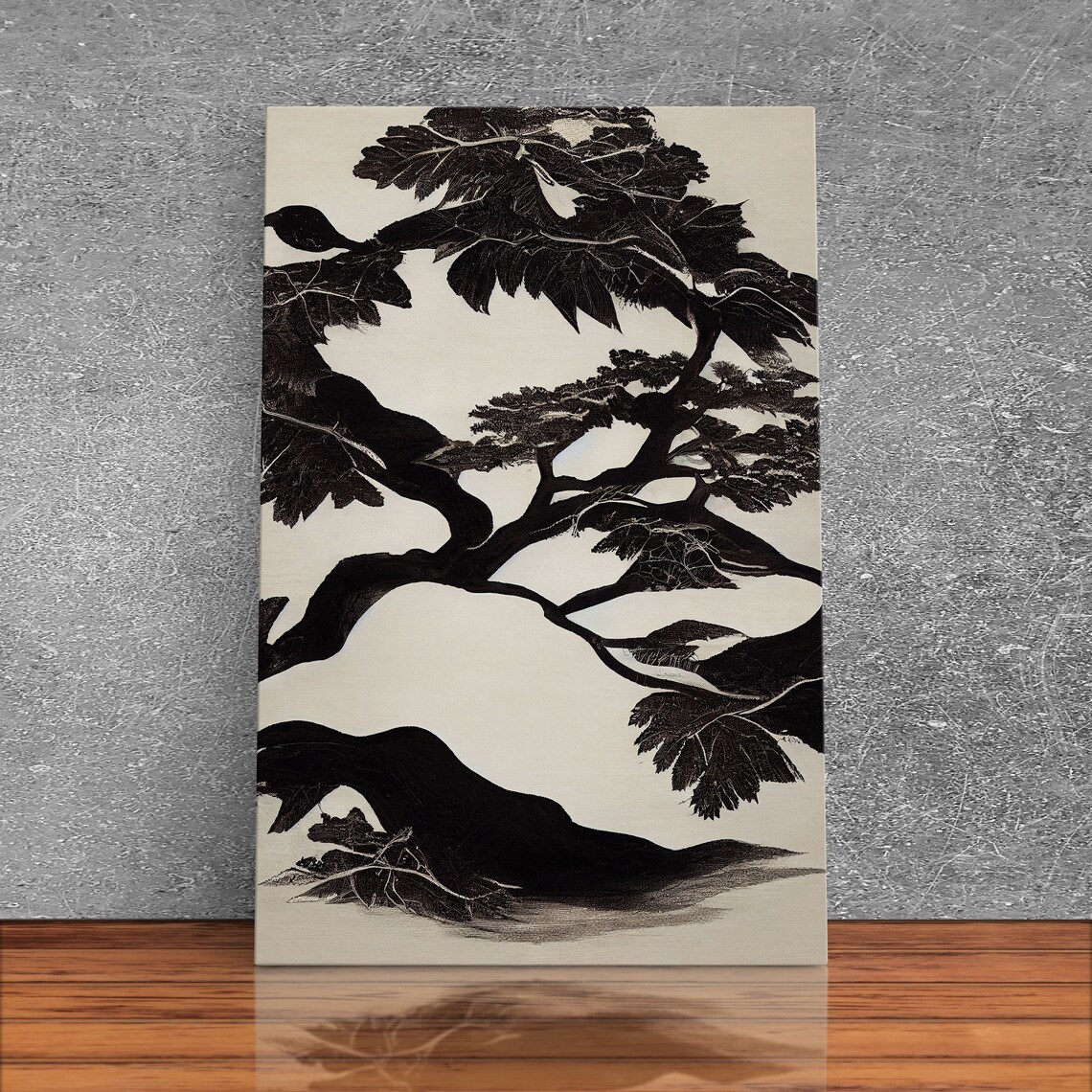Black And White Bonsai Tree, Living Room Art Print - Image 3