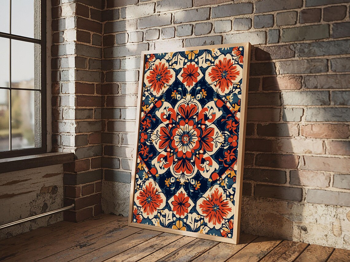 Floral Mexican Tile Pattern Art Print, Southwestern Style - Image 2