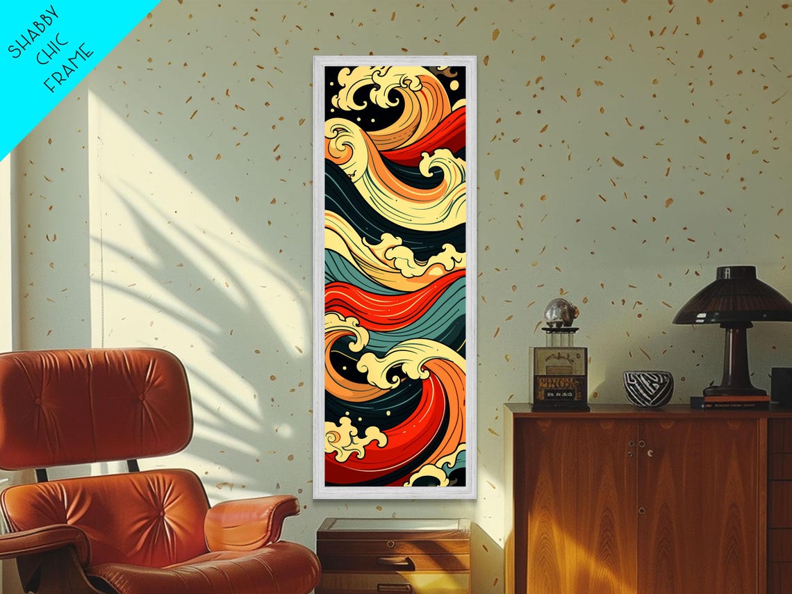 Vibrant Abstract Japanese Ocean Wave Swirl Colorful Art Poster - Image 3