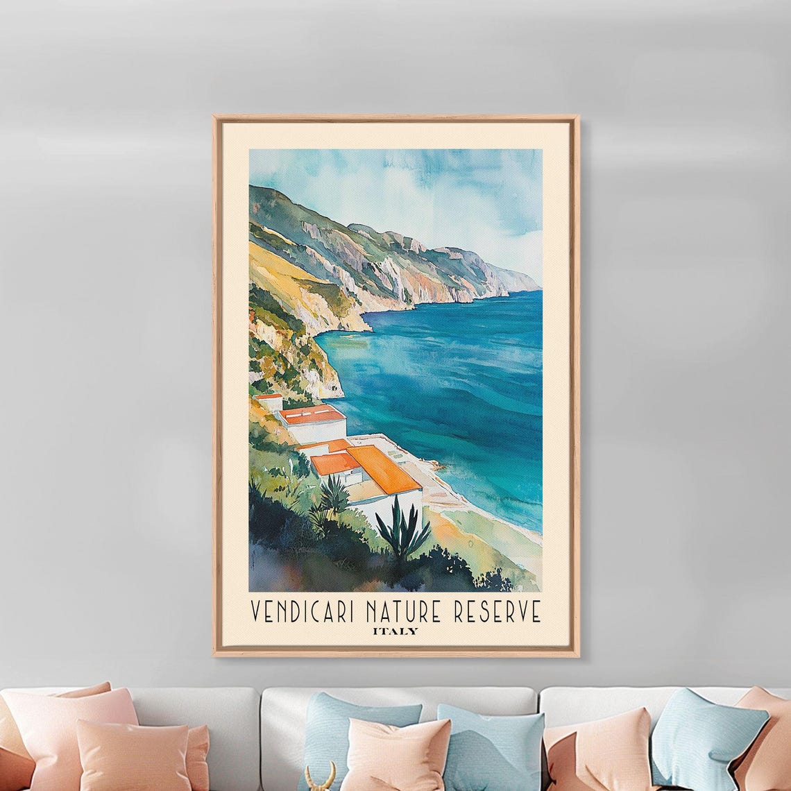 Vendicari Nature Reserve Italy Turquoise Bay Watercolor Poster - Image 2