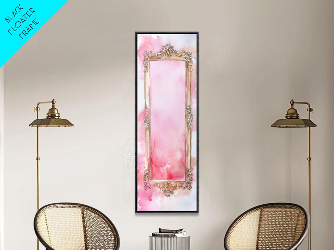 Gold Ornate Frame Pink Watercolor Classic Elegant Wall Art Poster