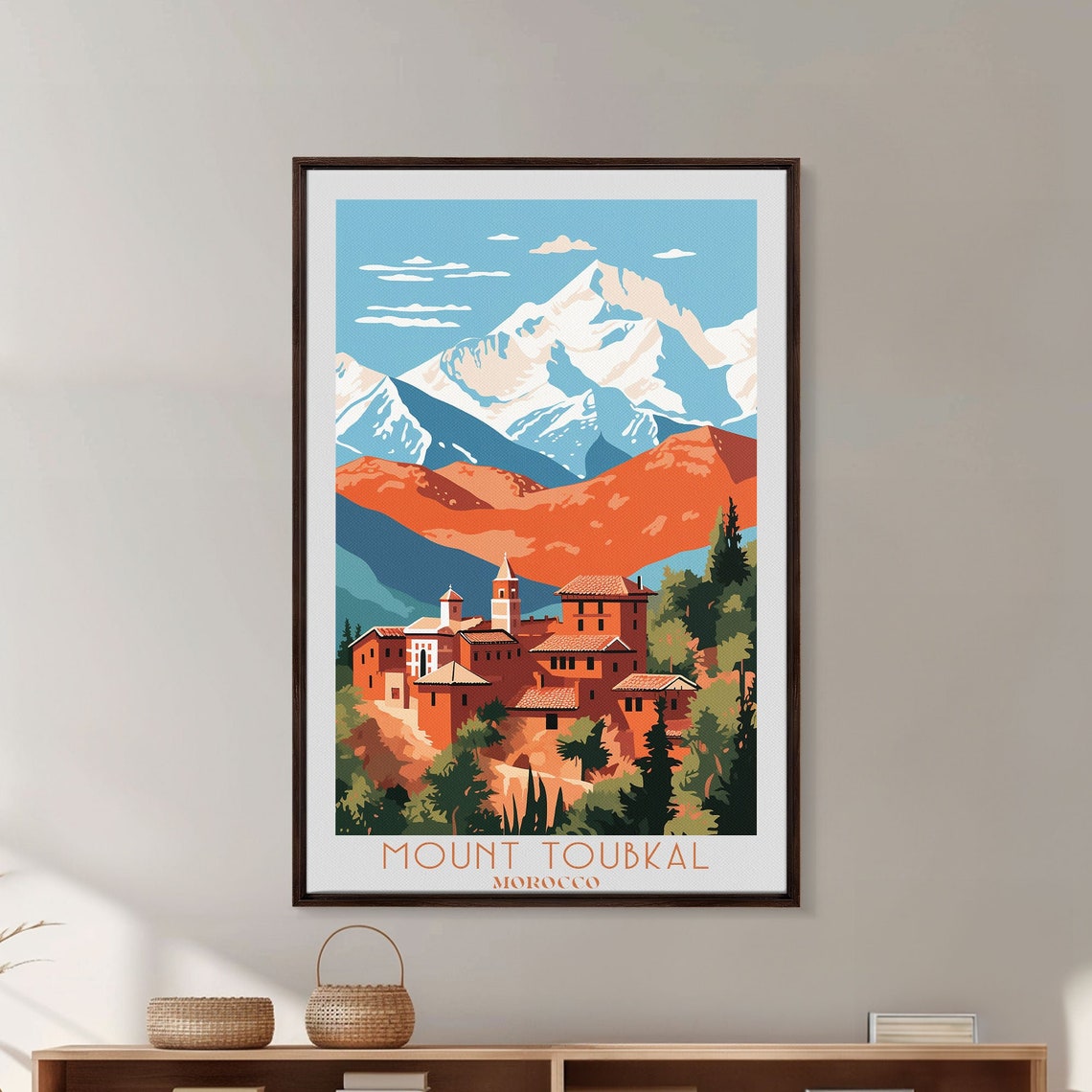 Mount Toubkal Morocco Snow Capped Peak Village Mountain Poster - Image 4