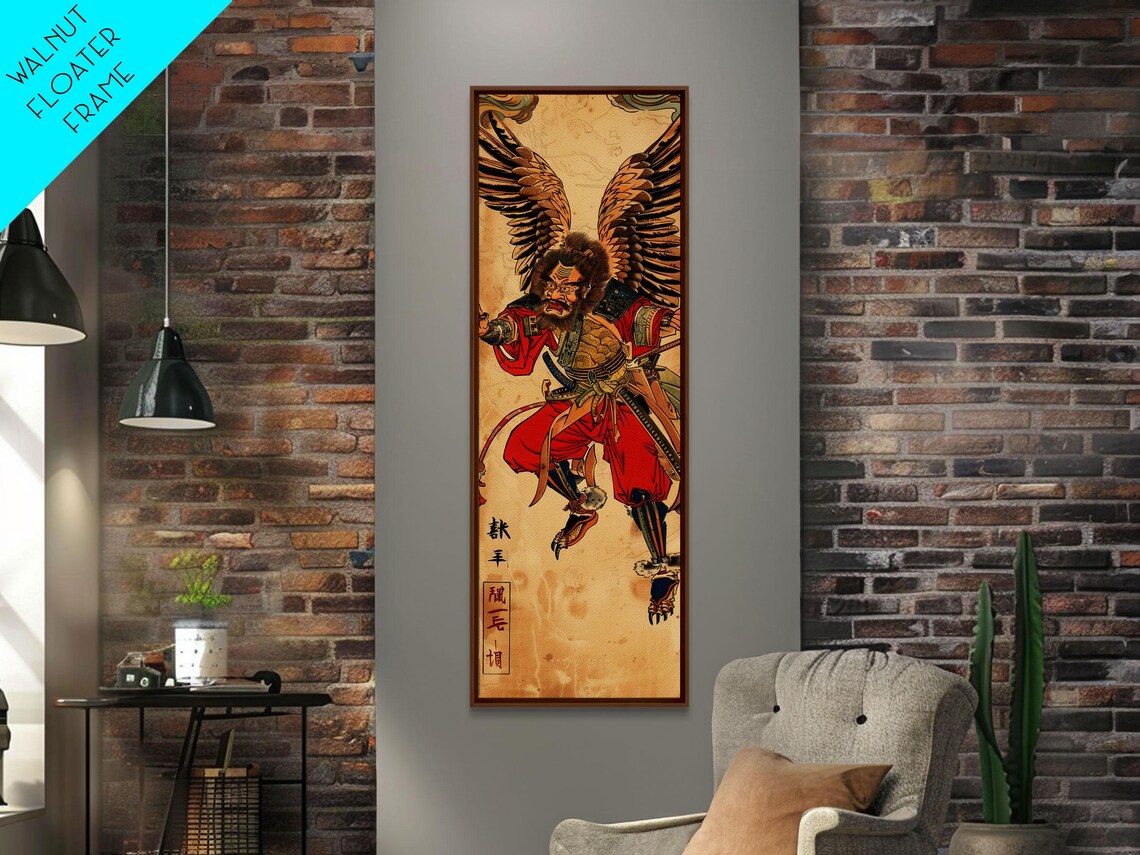 Samurai Warrior With Eagle Wings, Ukiyo-E Art Print