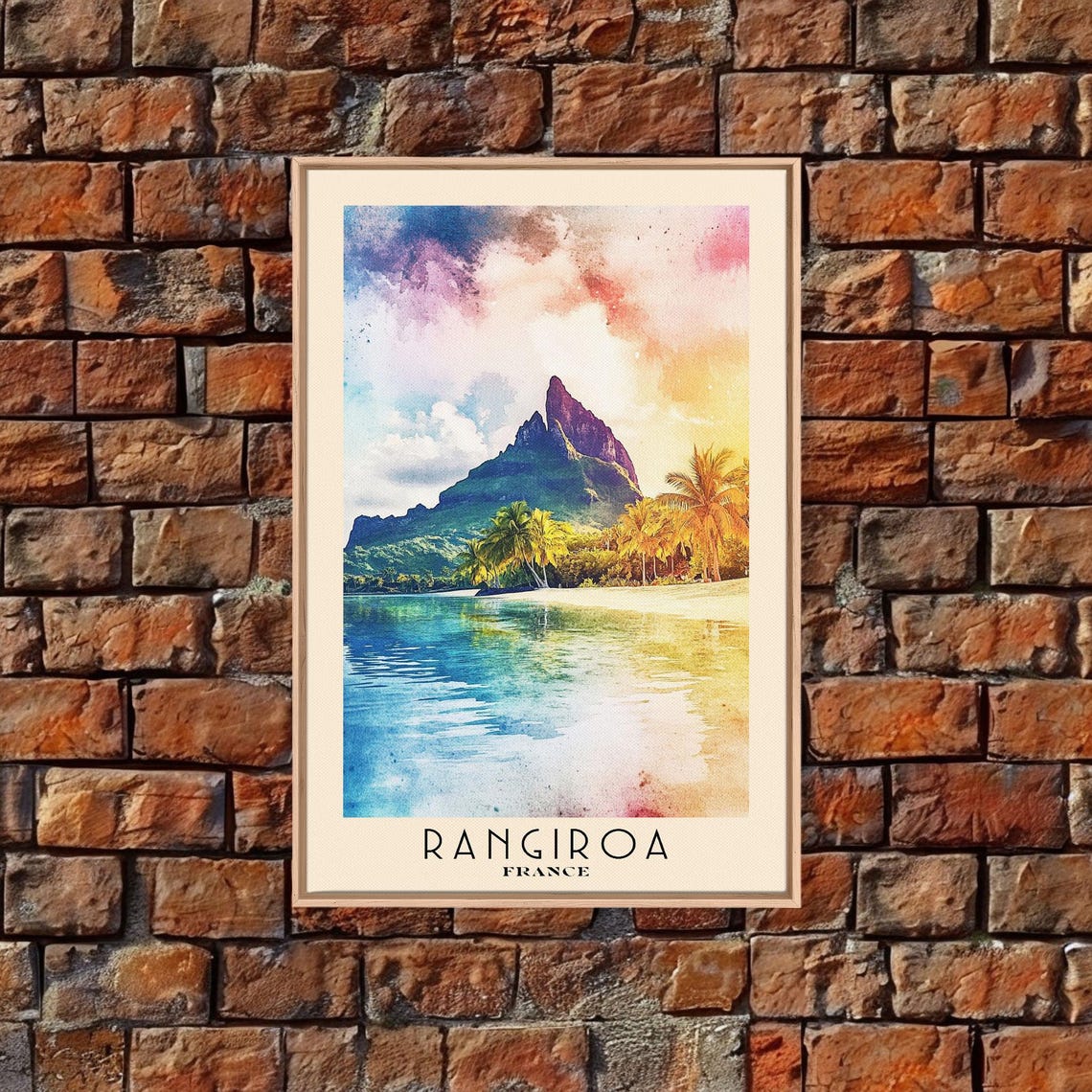 Rangiroa France Island Peak Over Lagoon Palm Shore Sunset Glow Poster - Image 5