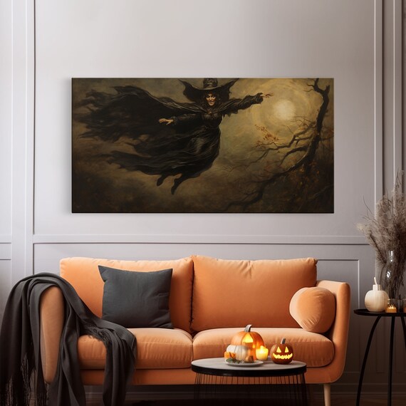 The Flying Witch Halloween Wall Art Poster Print