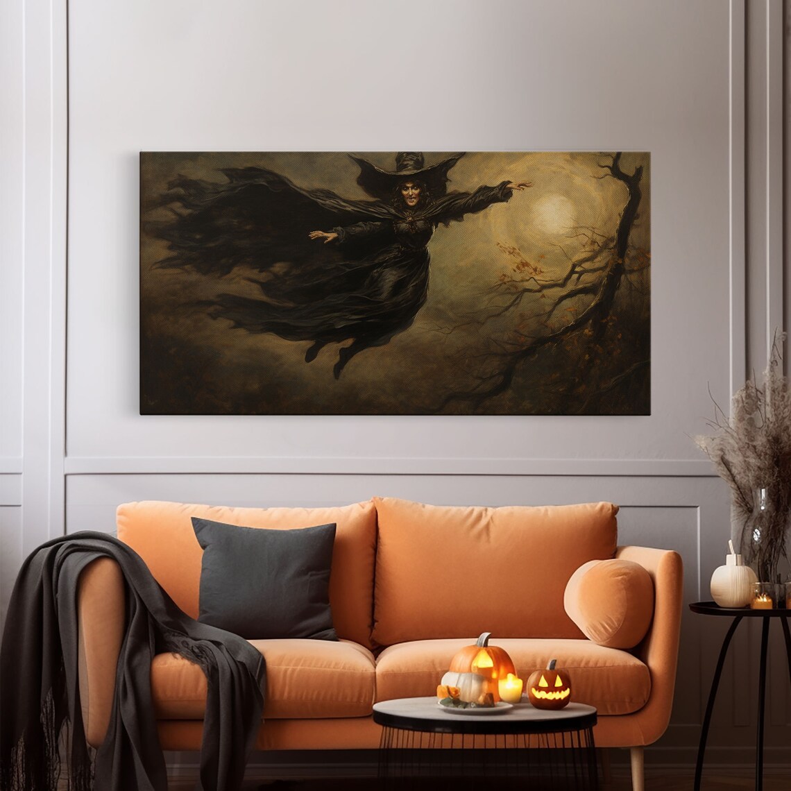 The Flying Witch Halloween Wall Art Poster Print