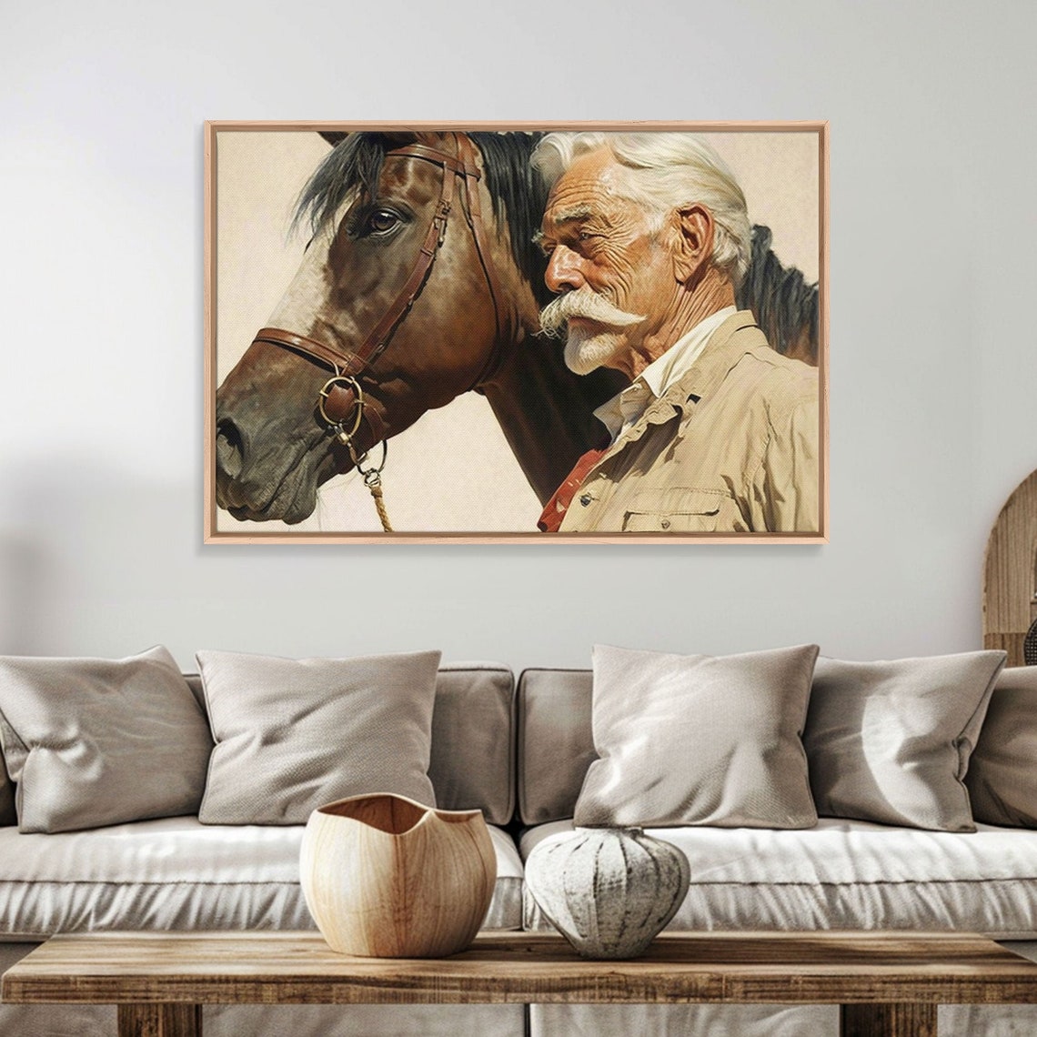 Old Cowboy and Horse Warm Portrait Rustic Western Farm Art Wall Poster - Image 3