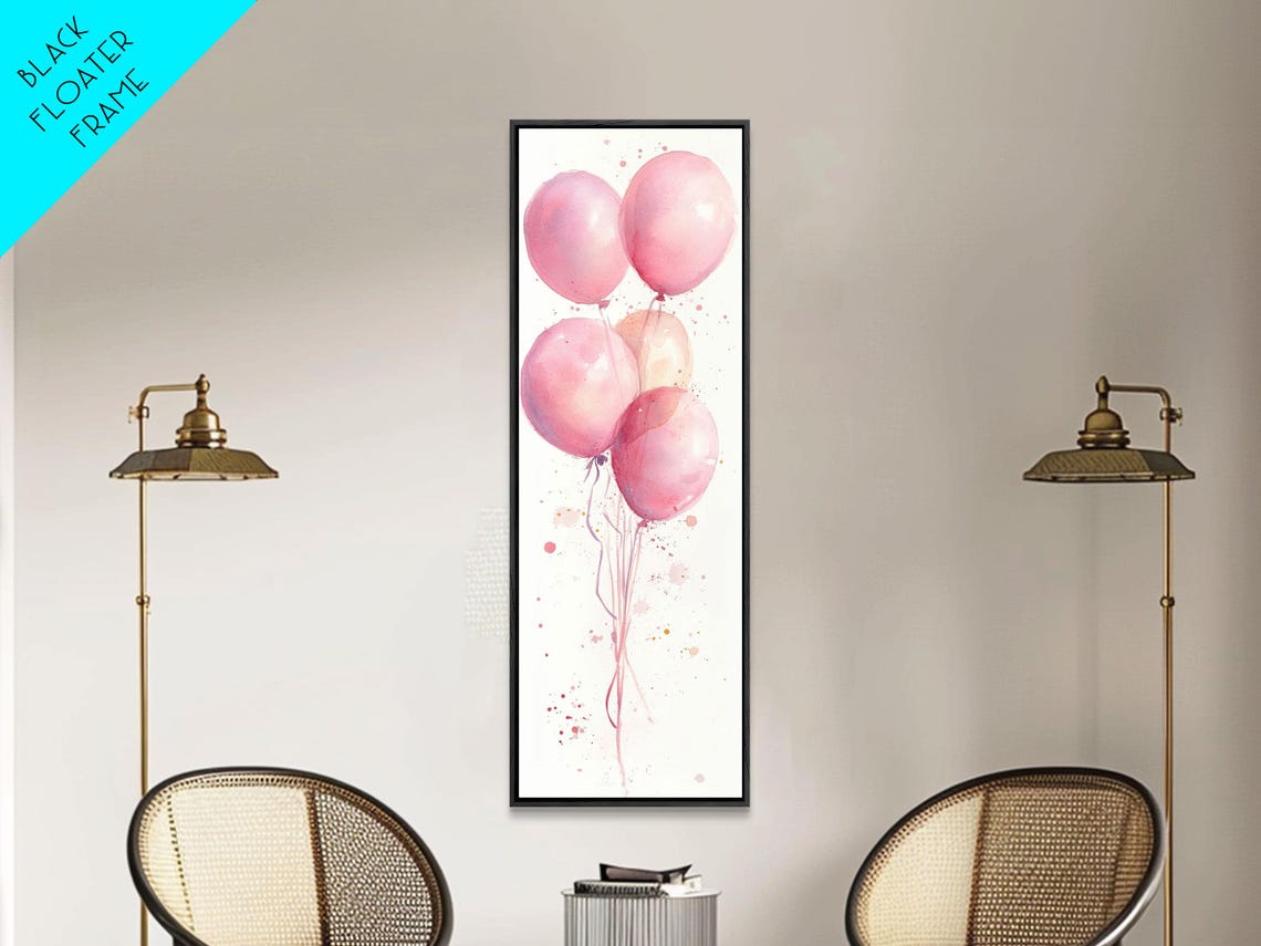 Pink Watercolor Balloons Party Cluster Confetti Whimsical Wall Poster - Image 6