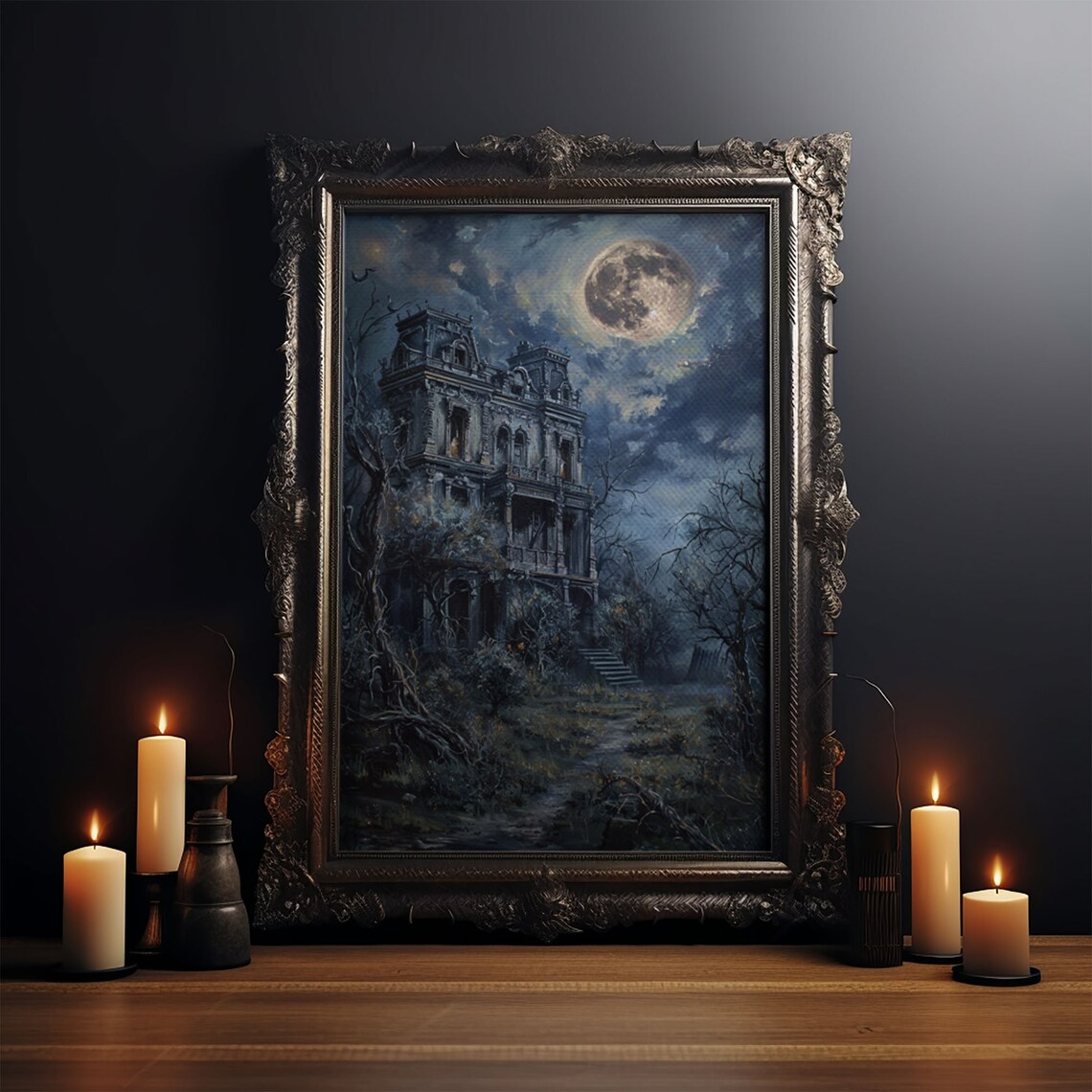 Haunted Victorian Mansion Halloween Art Print, Gothic Decor - Image 4
