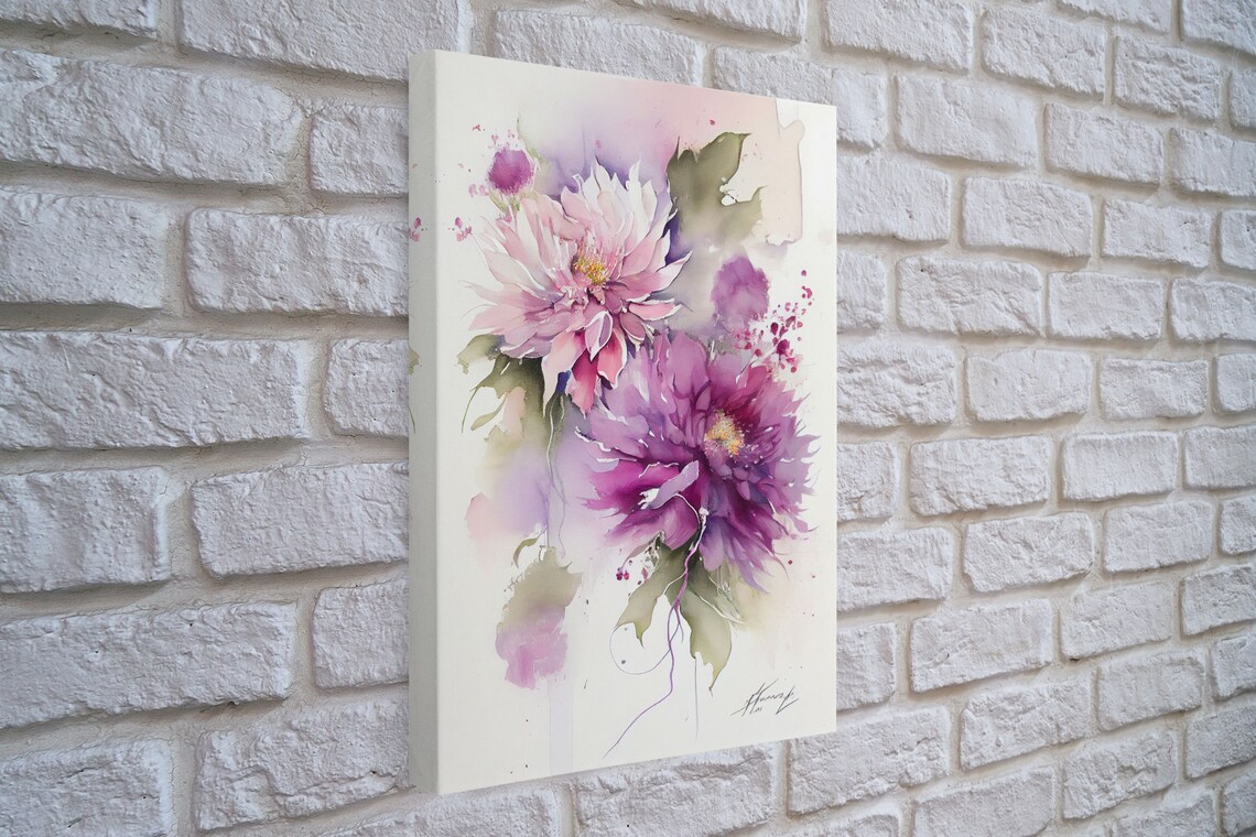 Pink Purple Watercolor Blossom Flowers Soft Botanical Floral Poster - Image 4