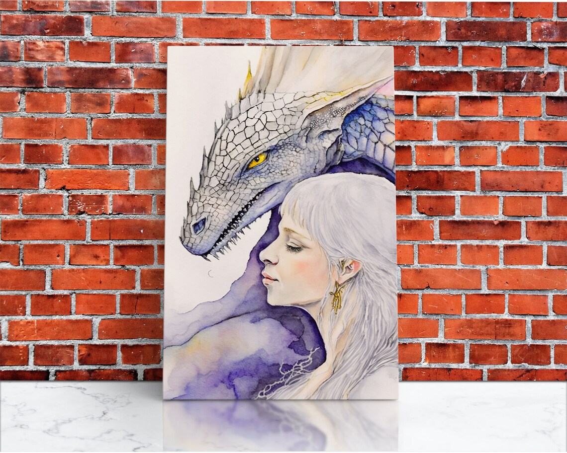 Dragon Painting Print Dragon Art Fantasy Art Fantasy Painting Wall Art Girl And Her Dragon Dragon Girl - Image 3