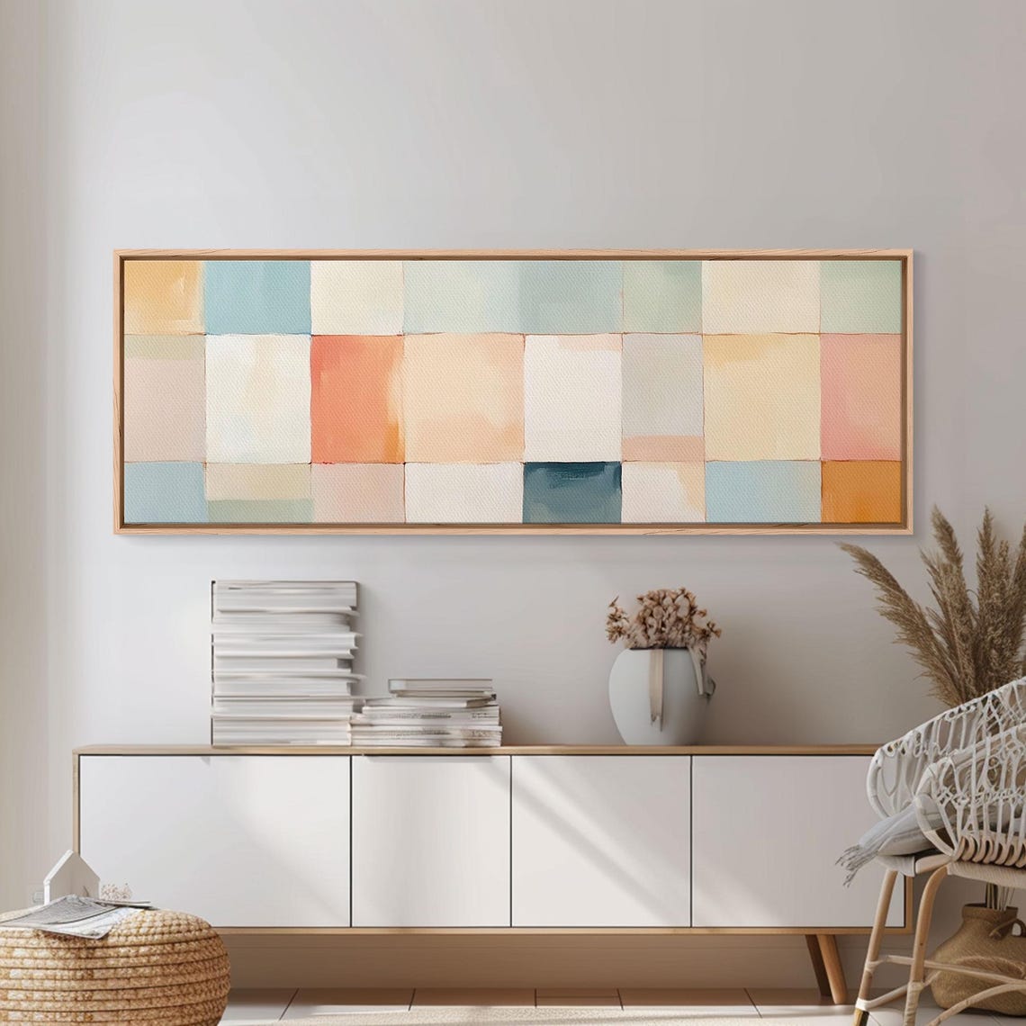 Mid Century Modern Abstract Pastel Squares Soft Neutral Art Poster - Image 2