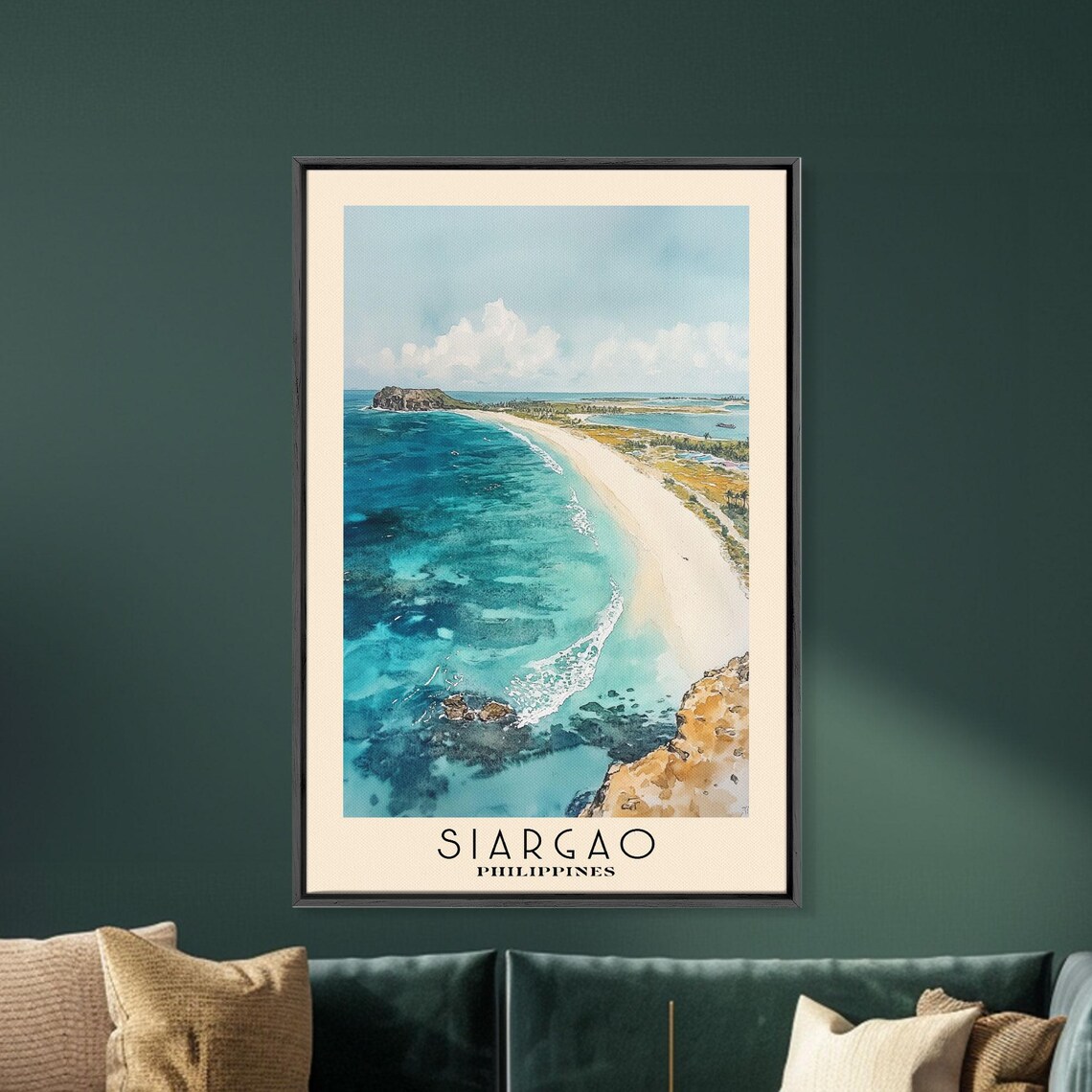 Siargao Philippines Aerial Sandy Beach Turquoise Surf Rocky Coast Poster - Image 5