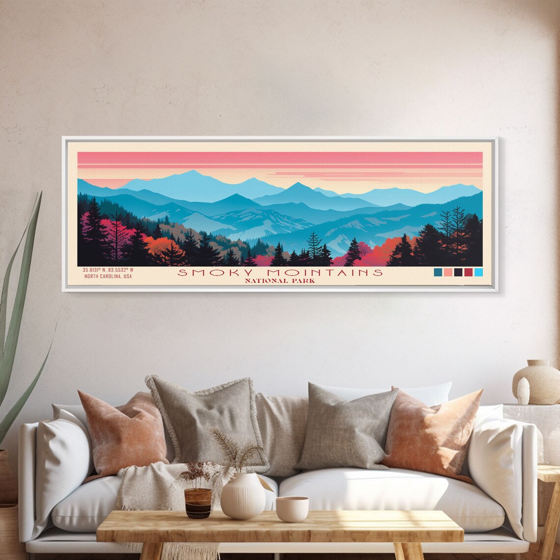 Smoky Mountains National Park Pink Sky Autumn Forest Travel Poster - Image 5