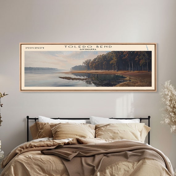 Toledo Bend Reservoir Louisiana Panoramic Wall Art Framed Print Lake House Decor Travel Poster Beautiful Lake Scene Home Art