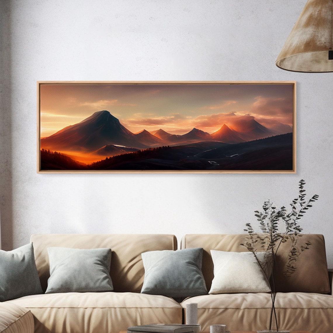 Sunset Over The Mountains Ready To Hang Print Panoramic Art Above Bed Art Above Couch Art Above Sofa Landscape Decor - Image 4
