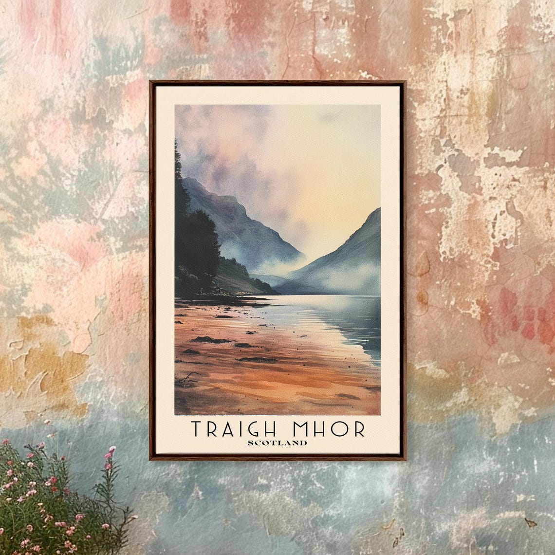 Traigh Mhor Scotland Misty Pink Sand Beach Mountain Backdrop Poster - Image 4