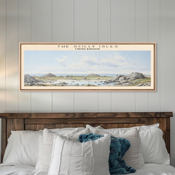 The Scilly Isles England Art Framed Print Travel Poster Panoramic Wall Art Home Decor Gift For Travel Lover Wall Hanging