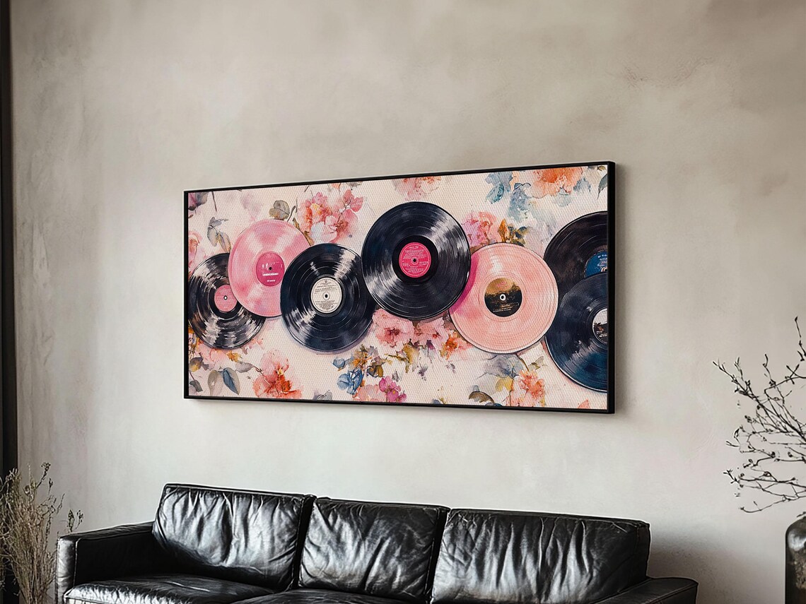 Retro Vinyl Records Floral Watercolor Music Lover Nostalgia Poster - Image 5
