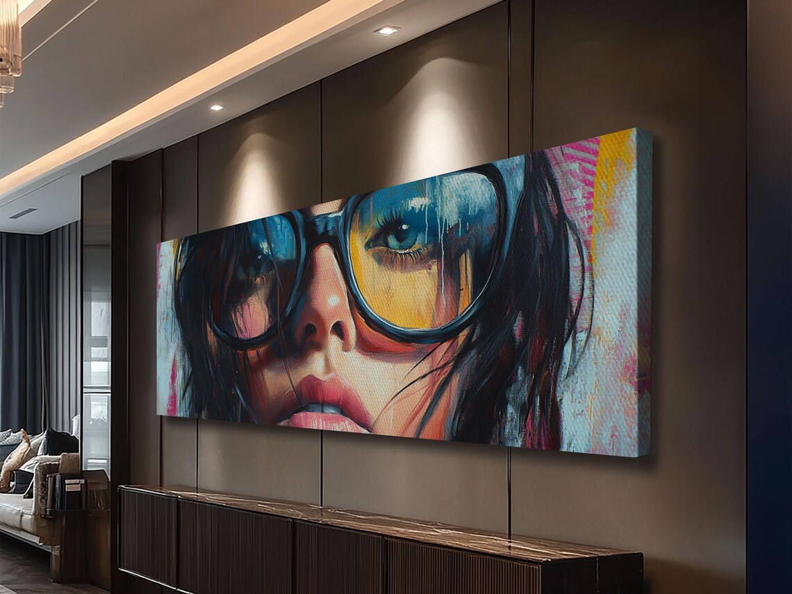 Pop Art Woman Sunglasses Portrait Panoramic Colorful Bold Modern Art Poster - Image 4