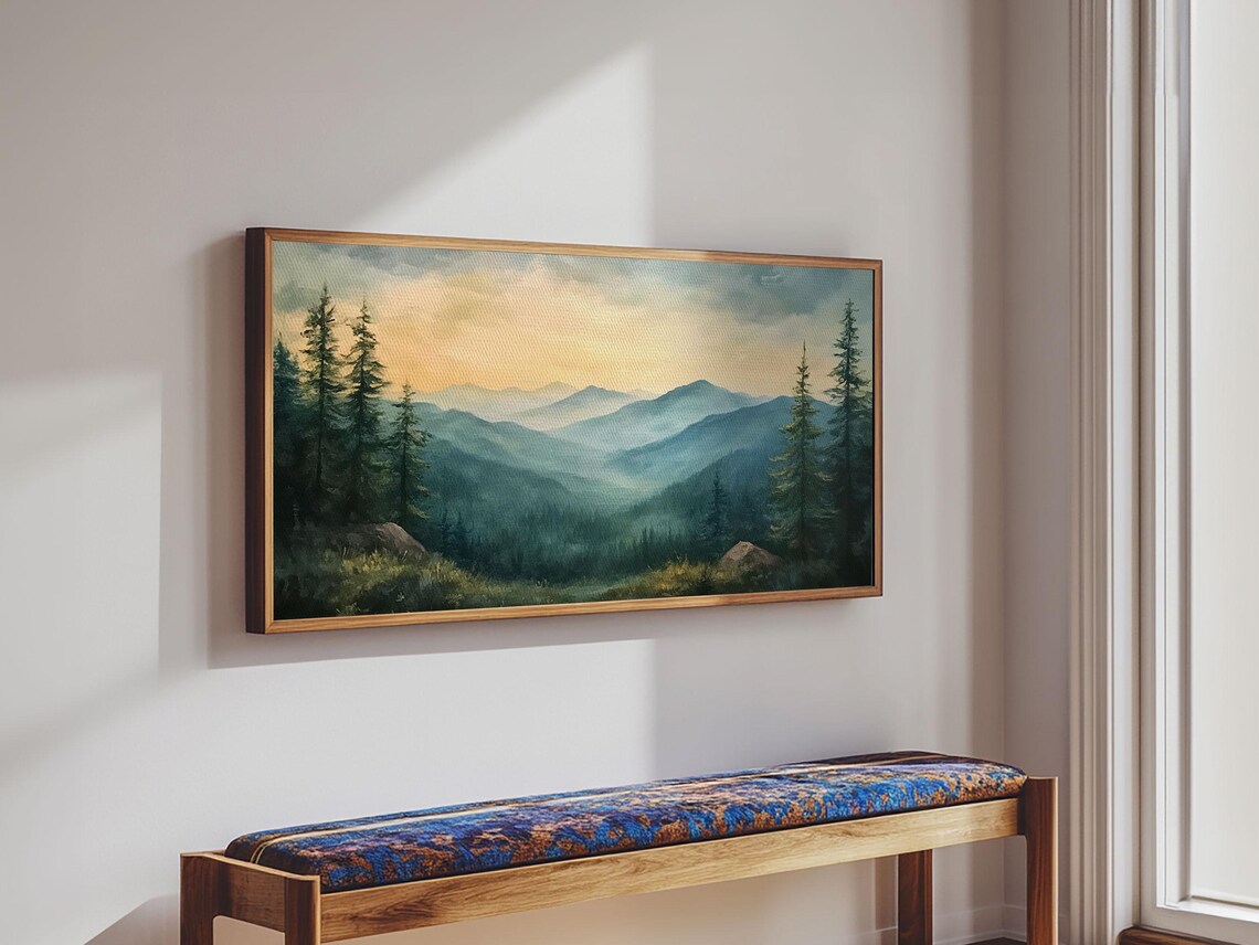 Blue Ridge Mountains Minimalist Watercolor Art Print - Image 2
