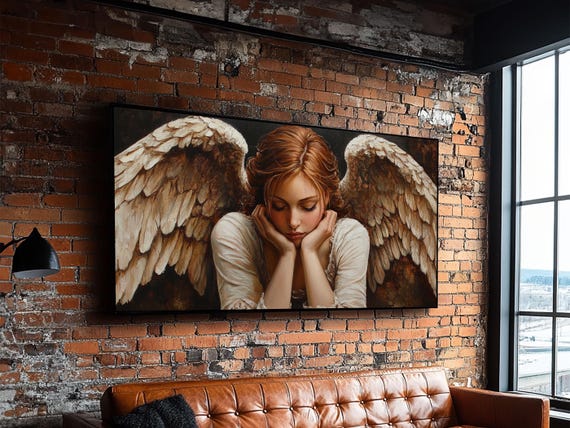 Angelic Beauty Portrait Framed Print Featuring Angel Art Prints And Moody Art Ideal Bedroom Wall Art Or Guest Room Art