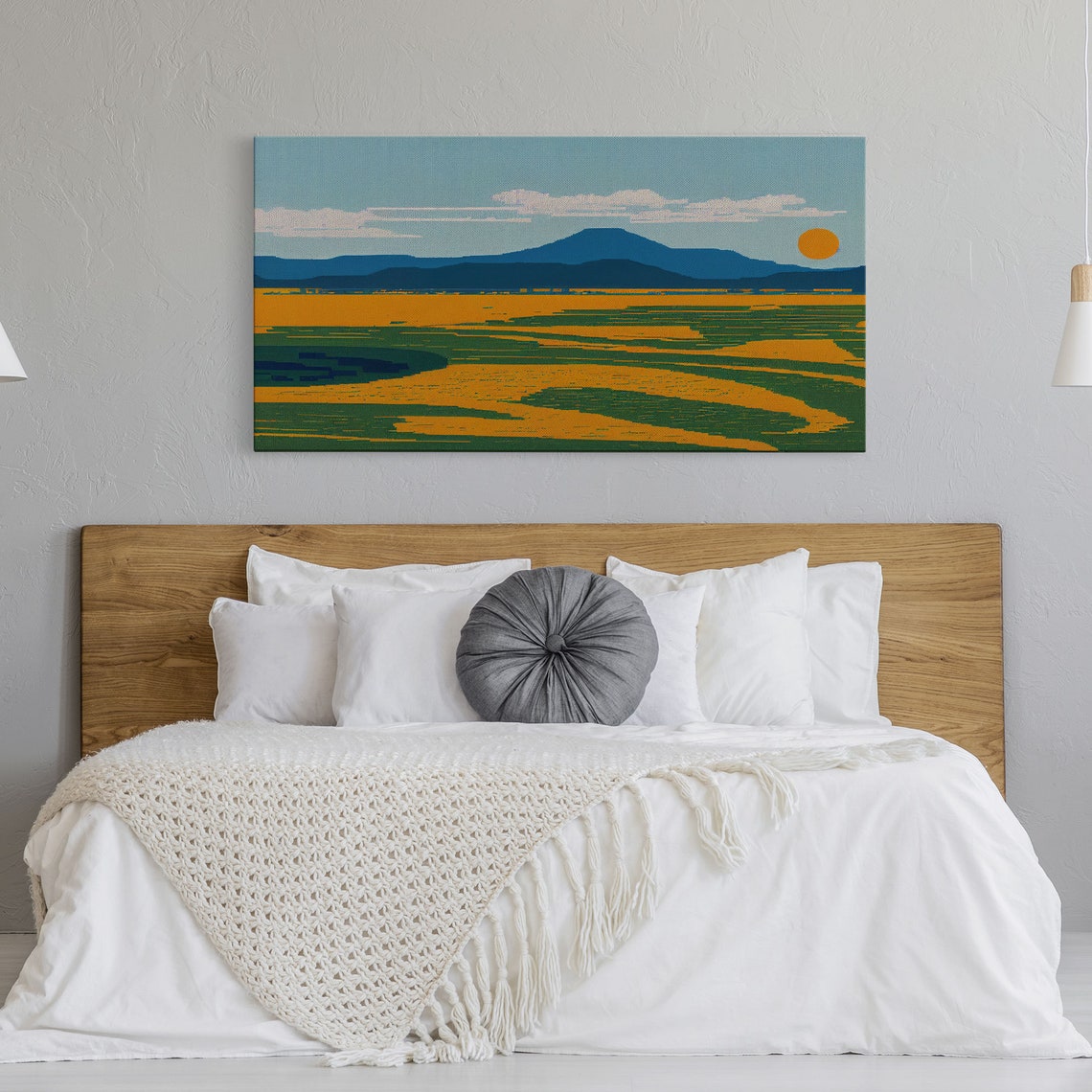 Pixel Art Mountain Landscape With Orange Sun Retro Gaming Style Print - Image 5
