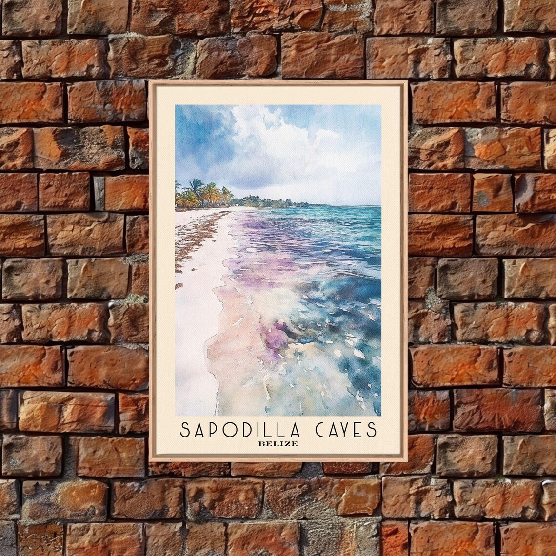 Sapodilla Cayes Belize White Sand Beach Turquoise Caribbean Sea Watercolor Poster - Image 5