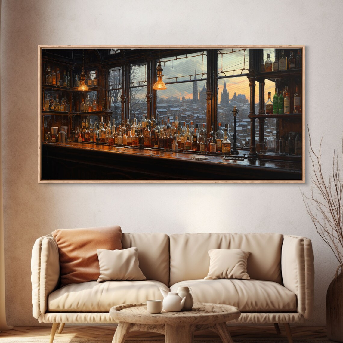 Vintage Western Bar Overlooking City, Art Print - Image 4