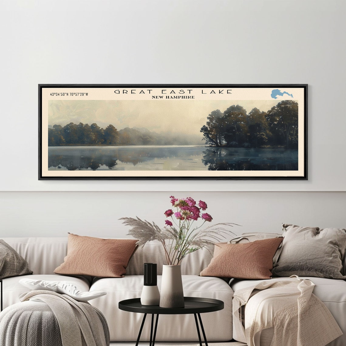 Great East Lake New Hampshire Framed Print Panoramic Lake House Decor Wall Art Travel Poster Majestic Lake Painting Nature Art - Image 5