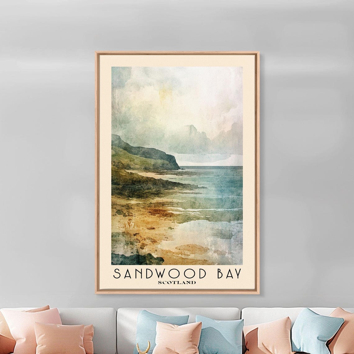 Sandwood Bay Scotland Misty Remote Cliffs Wild Coast Watercolor Poster - Image 2