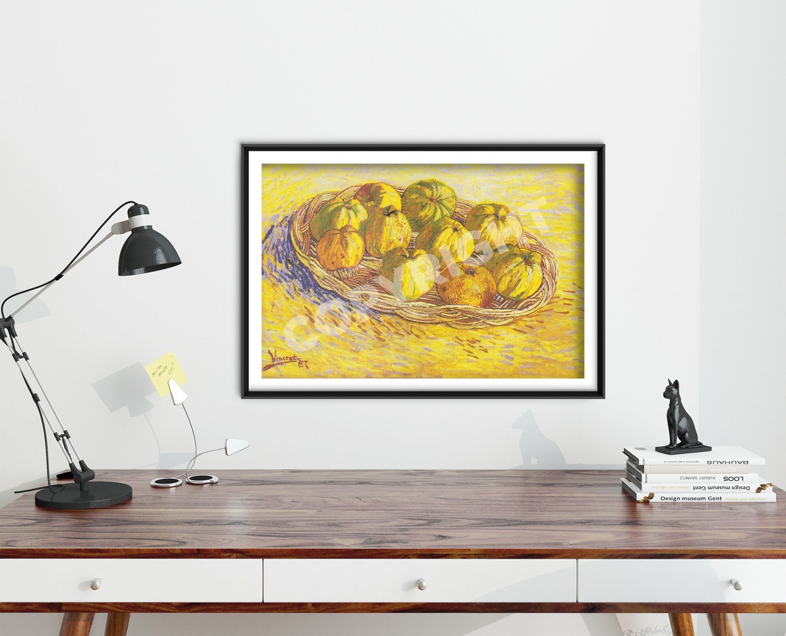 Van Gogh Still Life Basket of Apples Yellow Classic Art Print - Image 2