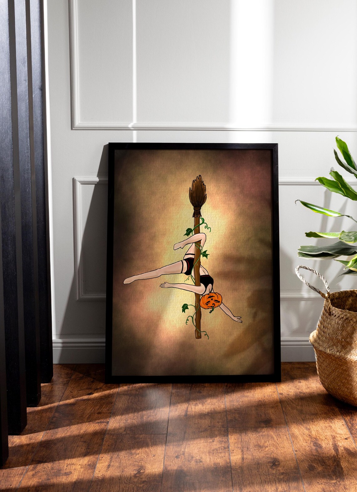 Pole Dance Halloween Art Print, Pumpkin Design